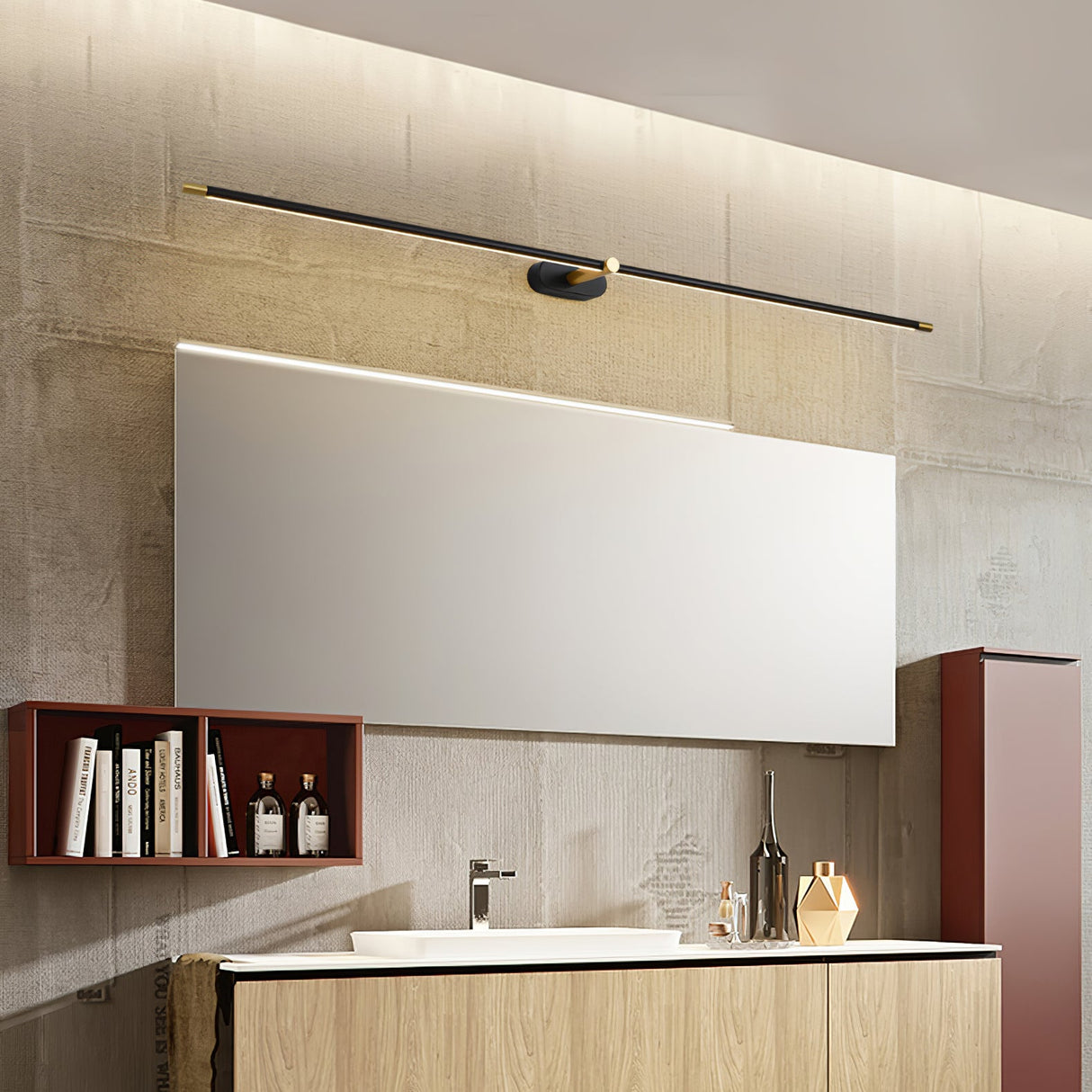 Cordless rechargeable linear LED wall sconce alternative angle view 55