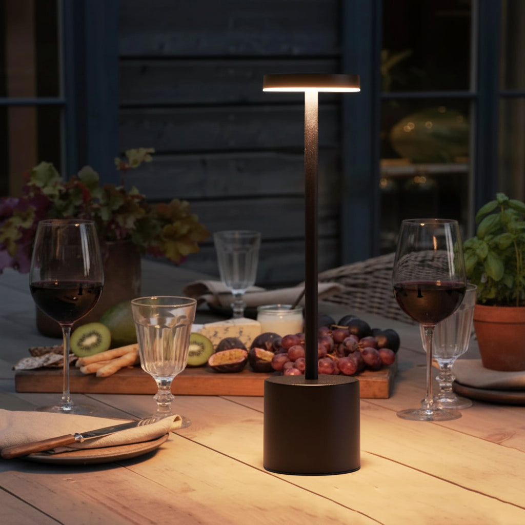 Close-up of cordless table top lamp touch control