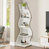 Corner Small Bookcase – 5 - Tier Modern Storage Shelf Rack - Hurbane Home