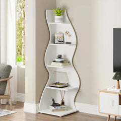 Corner Small Bookcase – 5 - Tier Modern Storage Shelf Rack - Hurbane Home