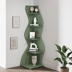 Corner Small Bookcase – 5 - Tier Modern Storage Shelf Rack - Hurbane Home