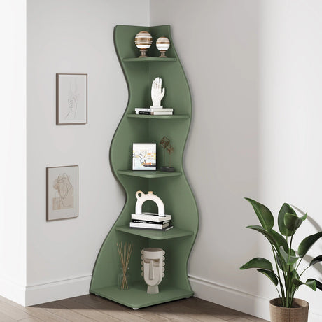 Corner Small Bookcase – 5 - Tier Modern Storage Shelf Rack - Hurbane Home