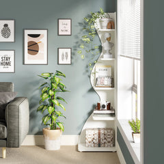 Corner Small Bookcase – 5 - Tier Modern Storage Shelf Rack - Hurbane Home