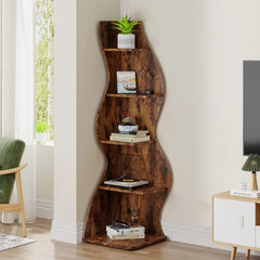 Corner Small Bookcase – 5 - Tier Modern Storage Shelf Rack - Hurbane Home