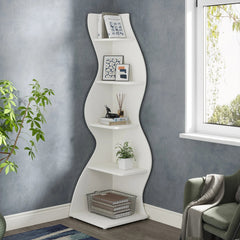 Corner Small Bookcase – 5 - Tier Modern Storage Shelf Rack - Hurbane Home