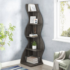 Corner Small Bookcase – 5 - Tier Modern Storage Shelf Rack - Hurbane Home