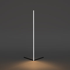 Close-up of the corner floor lamp upright and integrated LED strip detail