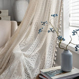 Cotton crochet lace curtains adding warmth to minimalist interior