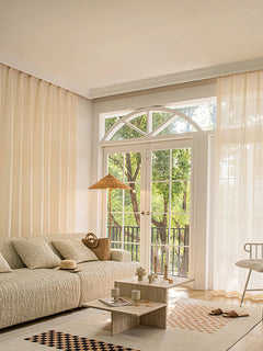 Cotton Curtain Panels – Japanese Linen Beige Sheer Blackout Panel - Hurbane Home