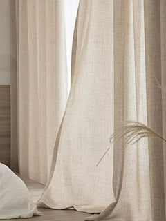Cotton Linen Curtain – Japanese Grommet Semi - Sheer Panel - Hurbane Home
