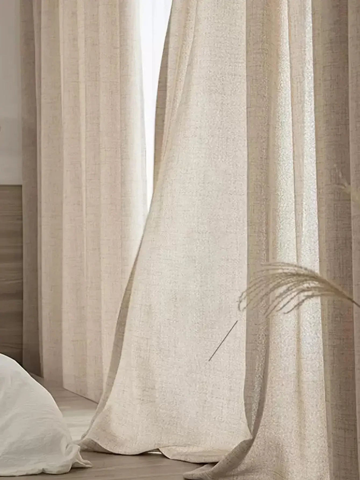 Cotton Linen Curtain – Japanese Grommet Semi - Sheer Panel - Hurbane Home