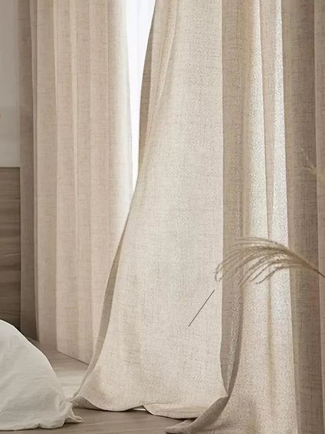 Cotton Linen Curtain – Japanese Grommet Semi - Sheer Panel - Hurbane Home