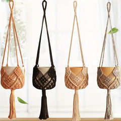 Cotton Rope Plant Hanger - Boho Indoor Decor for Hanging Pots, Macrame Style - Indoor Hanging Planter - Hurbane Home