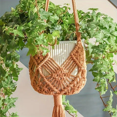 Cotton Rope Plant Hanger - Boho Indoor Decor for Hanging Pots, Macrame Style - Indoor Hanging Planter - Hurbane Home
