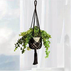 Cotton Rope Plant Hanger - Boho Indoor Decor for Hanging Pots, Macrame Style - Indoor Hanging Planter - Hurbane Home