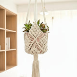Cotton Rope Plant Hanger - Boho Indoor Decor for Hanging Pots, Macrame Style - Indoor Hanging Planter - Hurbane Home