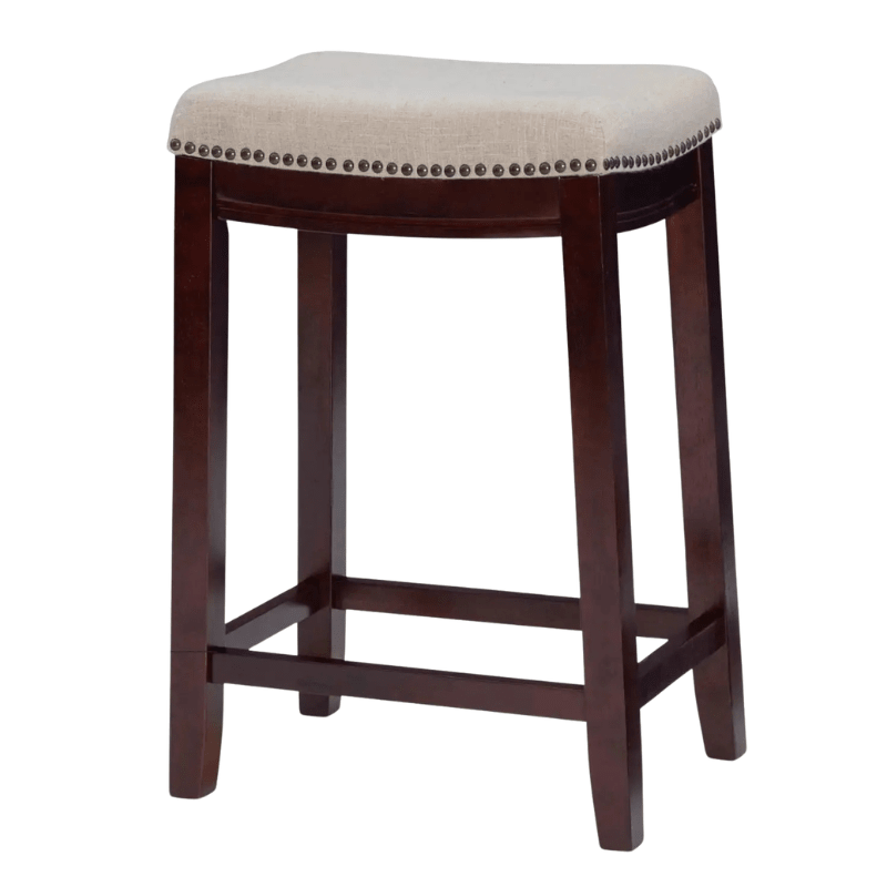 Counter Bar Stools – 24 Inch Padded Beige Counter Height Seating - Counter Bar Sools - Hurbane Home