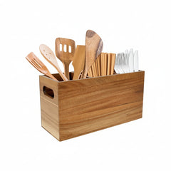 Countertop Utensil Holder - Eco - Friendly Wood, Organizes Kitchen Essentials Neatly - wooden utensil holder - Hurbane Home