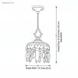 Dimension illustration of the crystal pendant light, 7.87 inch shade width and 47.24 inch drop