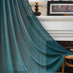 Crochet Curtains – Boho Tassel Cotton Lace Rod Pocket Sheer Panel - Hurbane Home