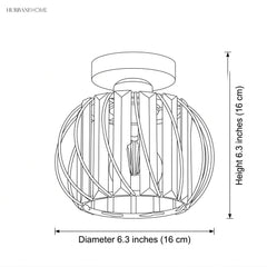 Dimension diagram for the crystal cage flush mount ceiling light