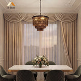 50 cm tiered crystal chandelier shown from a raised angle