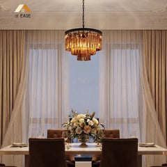 50 cm crystal chandelier presented against a pale studio wall