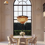 80 cm crystal chandelier with prisms catching the light from one side