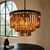 Detailed shot of the chandelier crown and chain suspension point