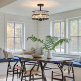 Crystal drum semi flush ceiling light beaded tier