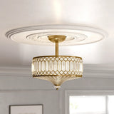 Crystal drum semi flush ceiling light crystal panels