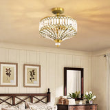 Crystal drum semi flush ceiling light detail