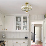 Crystal drum semi flush ceiling light frame