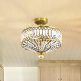 Crystal drum semi flush ceiling light overhead
