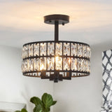 Crystal drum semi flush ceiling light side profile