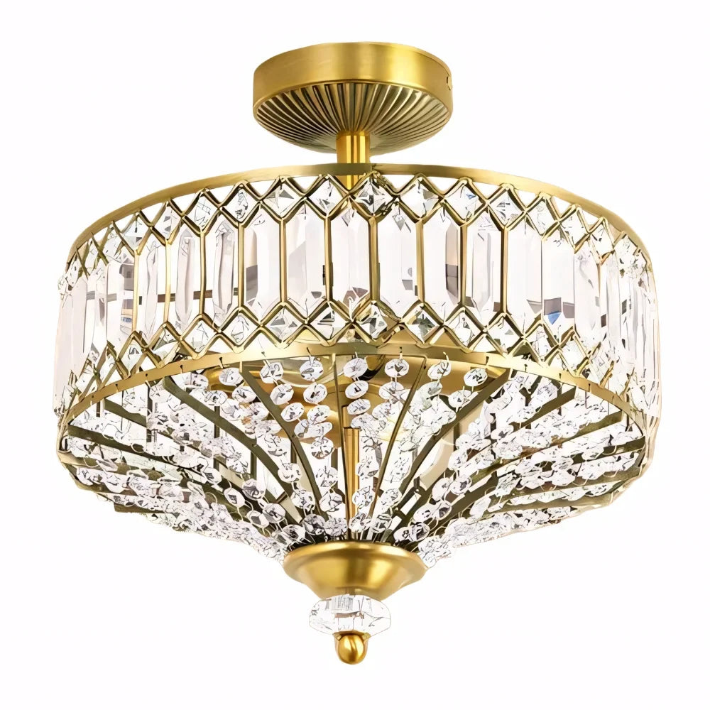 Crystal drum semi flush ceiling light packaged view