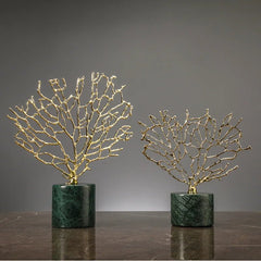 Crystal Flower Vase – Coral Metal Tree with Hollow Glass Base - Hurbane Home