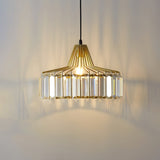 Crystal drum pendant light shown as a plain product view