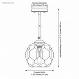 Drawing giving crystal width 4.33 inches and adjustable drop 78.75 inches