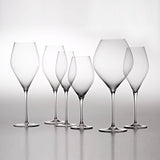 Crystal red wine glasses highlighting elegant silhouette