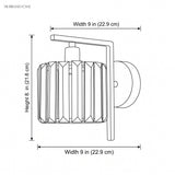 Line drawing of the sconce, 9 in wide and 8 in high