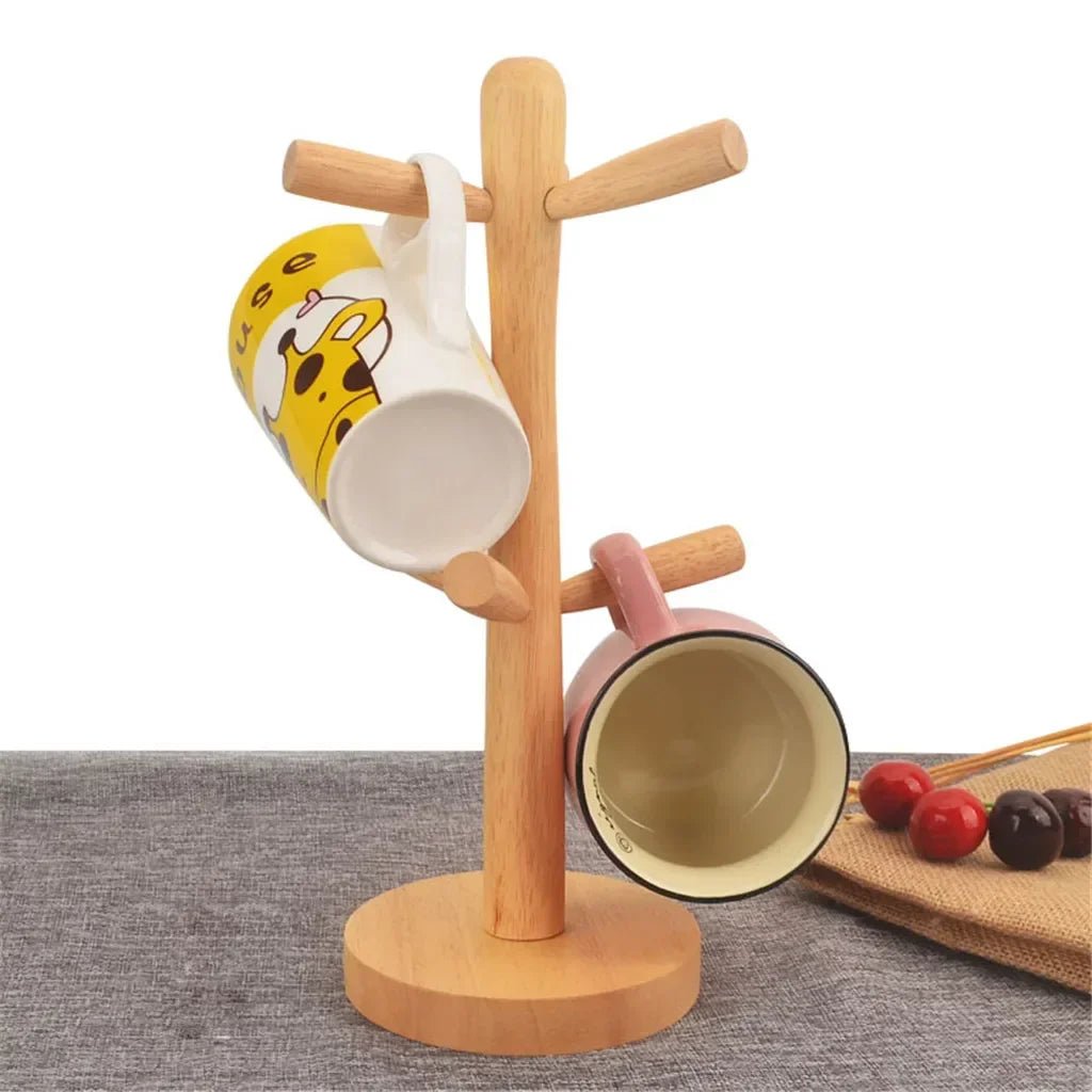 Cup and Mug Holder - Wooden Mug Tree Stand for Kitchen Organization - Mug Tree Holder - Hurbane Home