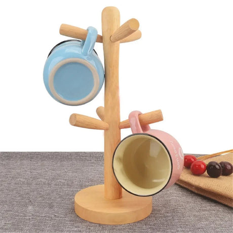 Cup and Mug Holder - Wooden Mug Tree Stand for Kitchen Organization - Mug Tree Holder - Hurbane Home