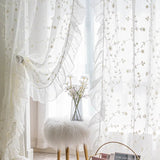 Curtains Sheers and Panels – White Embroidered Floral Tulle Window Drapes - Hurbane Home