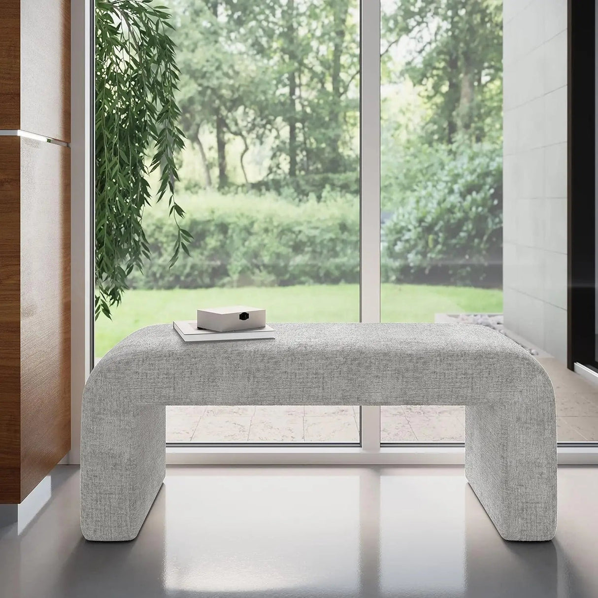 Curved Upholstered Bench - Stylish Bedroom Seating with Elegant Design - Hurbane Home