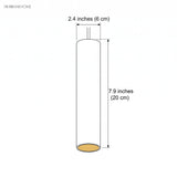 Dimension diagram showing 7.9 inch length and 2.4 inch diameter