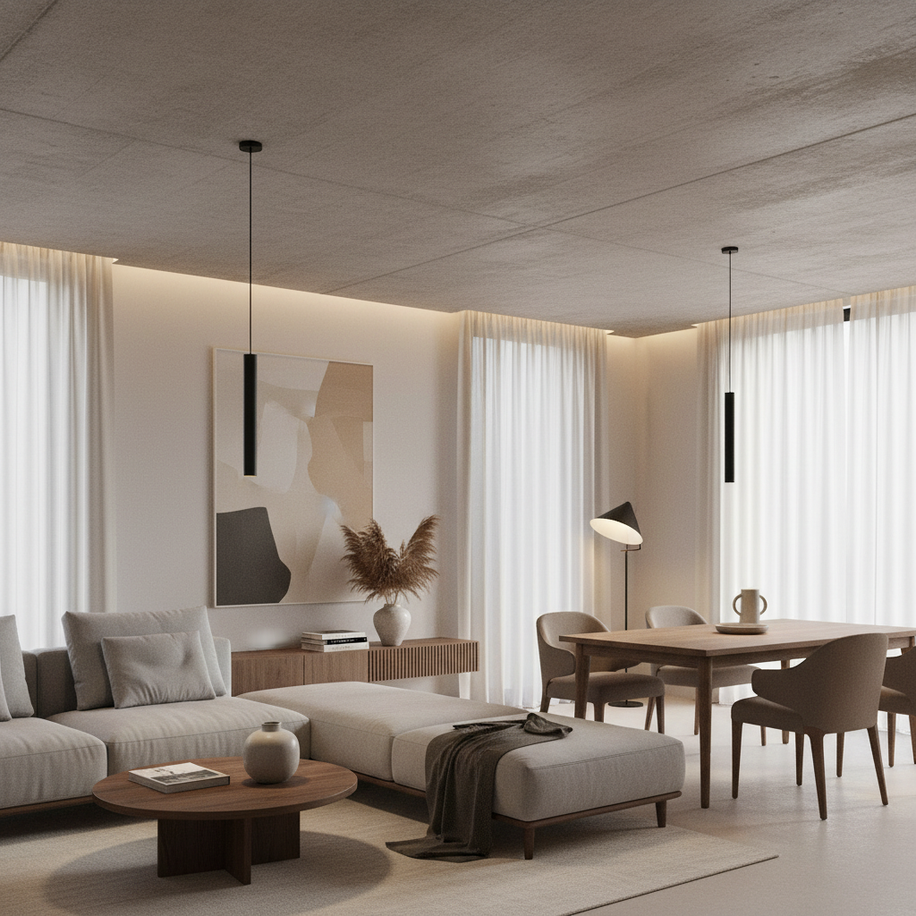 Cylinder Pendant Light Slim Aluminum Tube Integrated LED