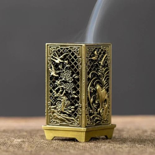 Decorative alloy incense burner for meditation and relaxation