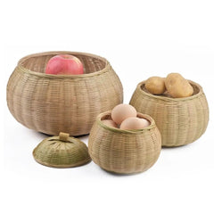 Decorative Storage Baskets - Large Woven Baskets with Lids for Organizing - Wooven Storage Baskets - Hurbane Home