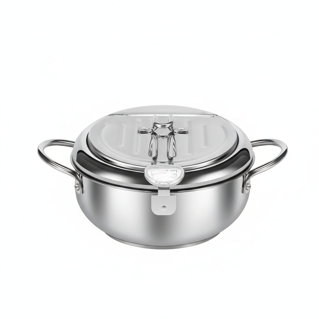 Deep Fry Pot with Basket - Stainless Steel Japanese Frying Pan for Cooking - Deep Frying Pan - Hurbane Home